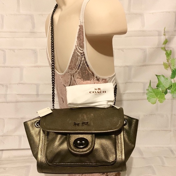 🌸 Coach F33553 / 33553 🌸 Ranger Flap Metallic Shoulder Bag MSRP $350 - Picture 2 of 10